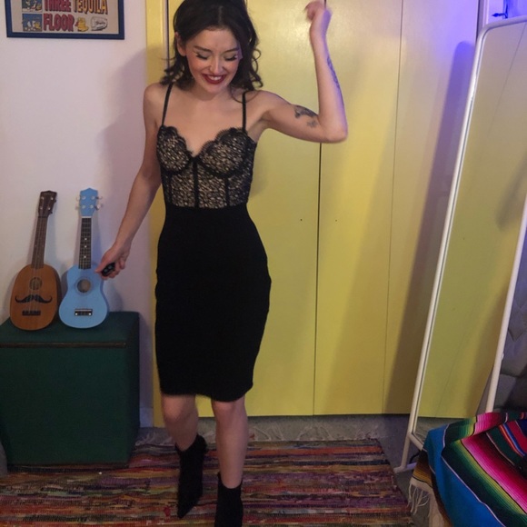 Lace Topped Little Black Dress - Picture 1 of 2